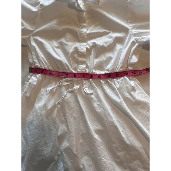 J.Crew Factory Petite collared short-sleeve tie-waist mini dress White 0P - Picture 14 of 15